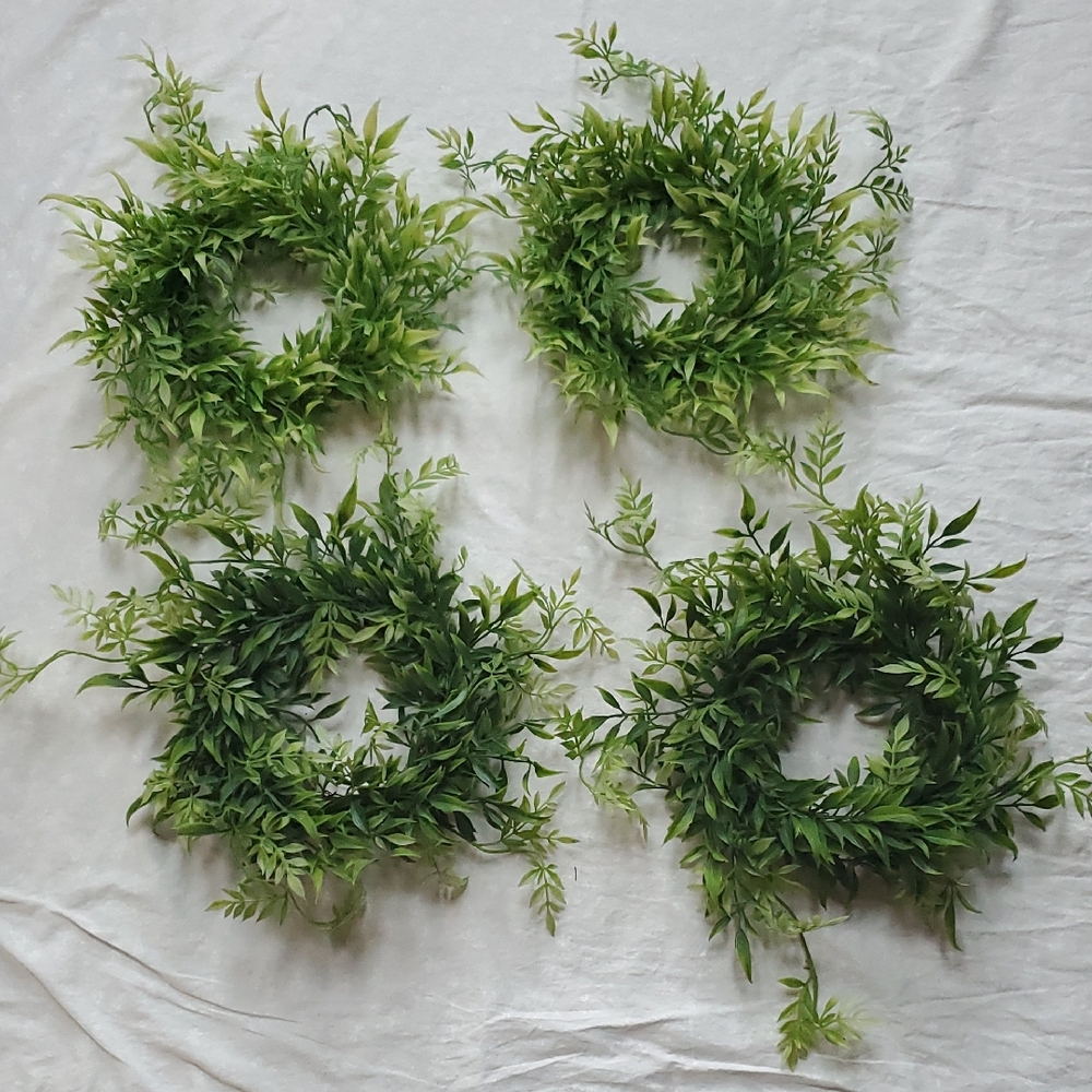 Greenery Mini Wreath/Candle Ring Set Of 4